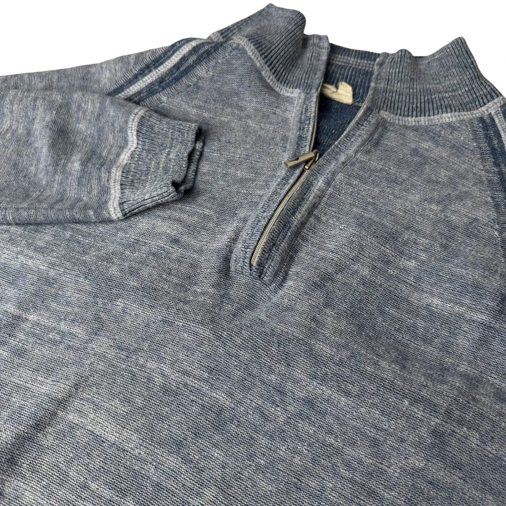 Tommy Bahama Linen Blend Quarter Zip Sweater Mens Reversible Pullover Mock Neck